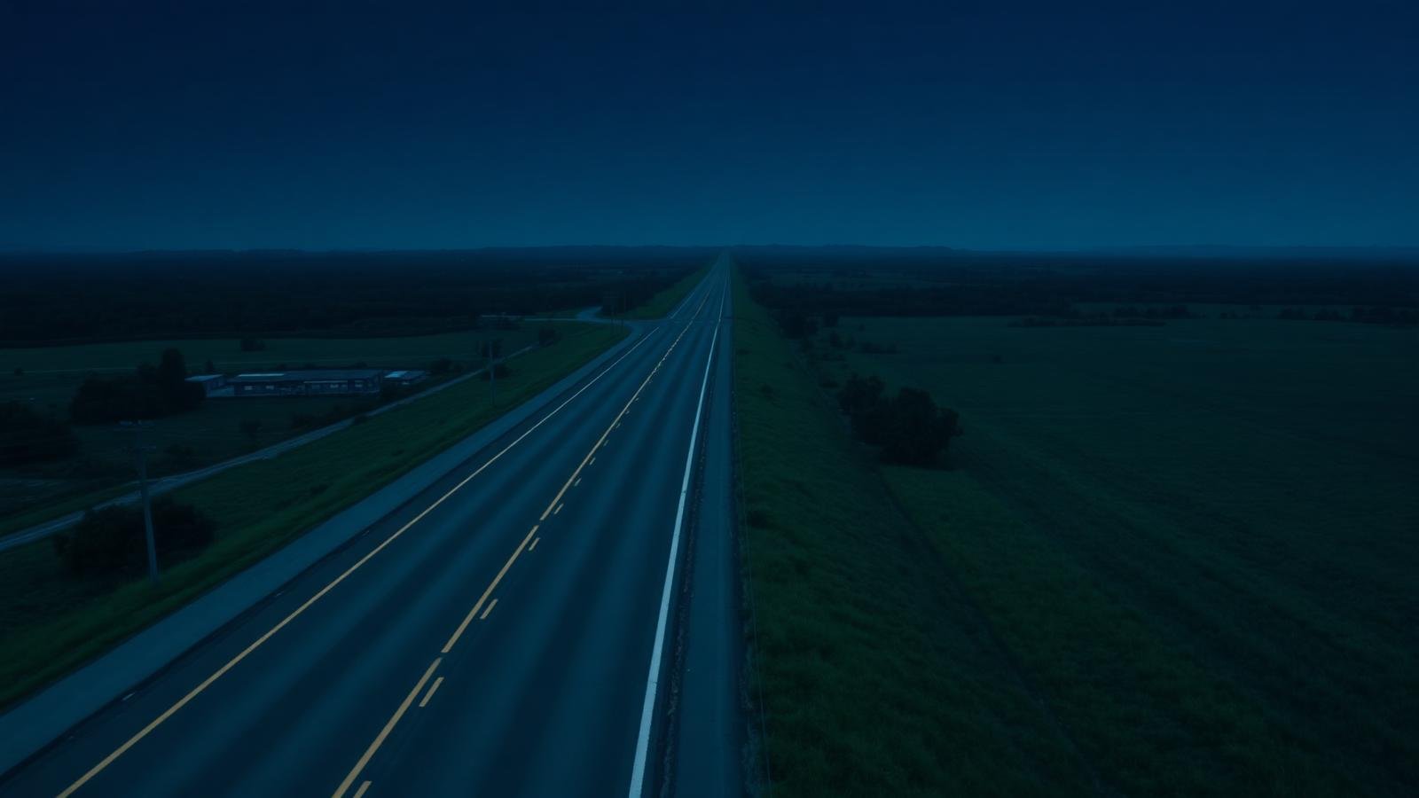 Rodovia brasileira ao anoitecer